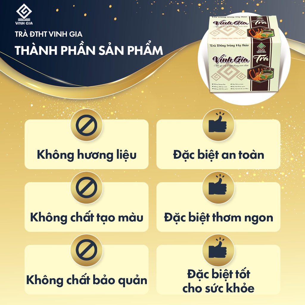 VINH GIA TRÀ ĐÔNG TRÙNG HẠ THẢO– HỘP 12 GÓI