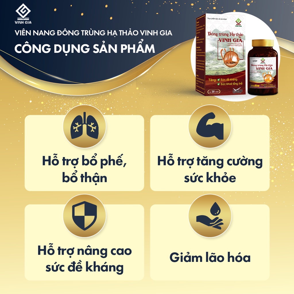 TPBVSK Đông Trùng Hạ Thảo Vinh Gia (Hộp 1 lọ x 30 viên)