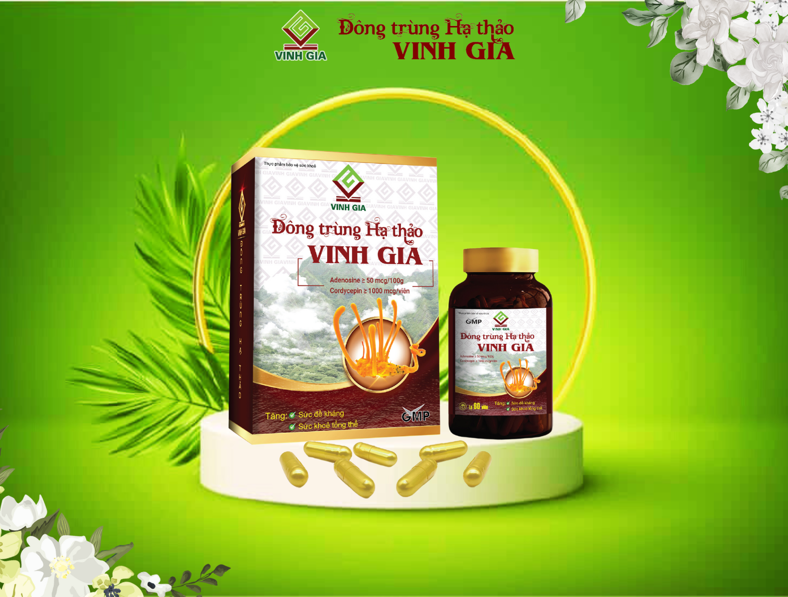 Đông Trùng Hạ Thảo Vinh Gia dạng viên - Hộp 60 viên