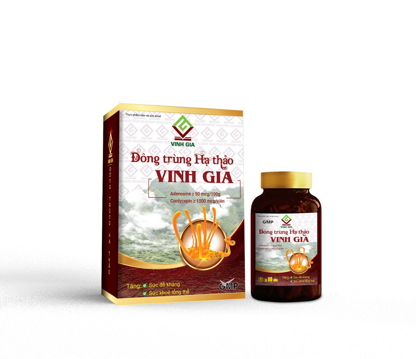 Đông Trùng Hạ Thảo Vinh Gia dạng viên - Hộp 60 viên
